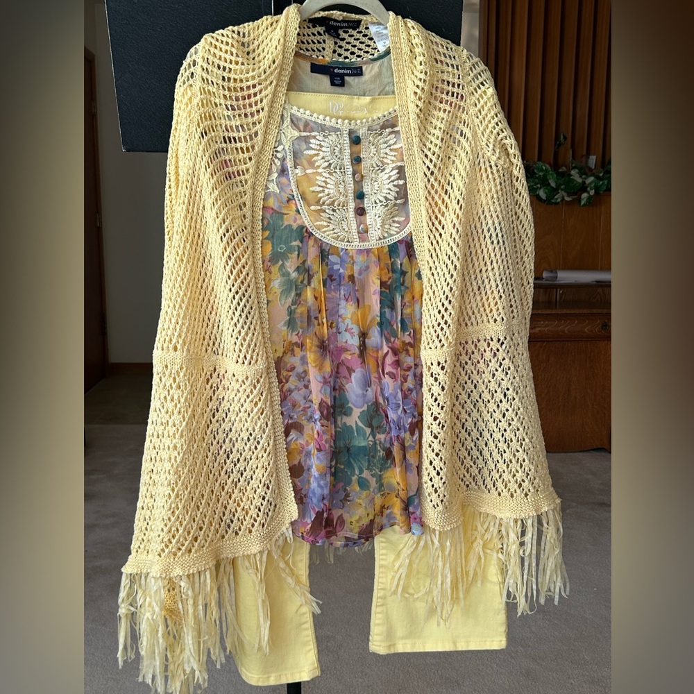 Denim 24/7 Yellow Crochet over piece and top